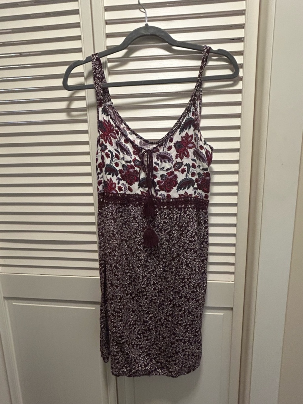 Maurices Paisley Tank Dress in Burgundy, Cream, and Dusty Pink
